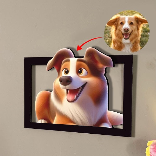 Cadre photo design 3D cartoon pour immortaliser vos animaux de compagnie. Un souvenir adorable.