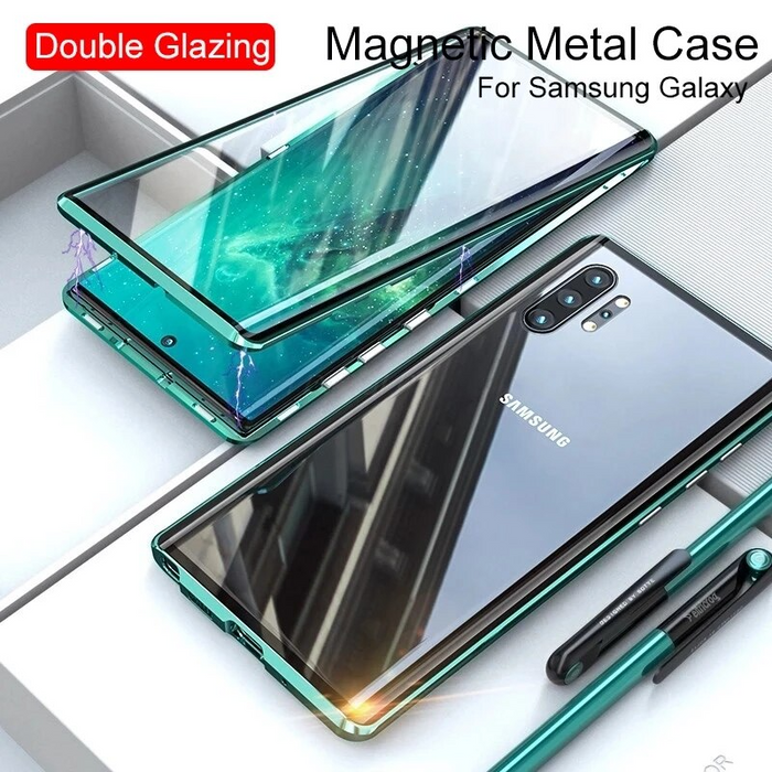 Protection intégrale Fortiq pour Samsung. Coque magnétique en verre trempé, durable et antichoc.