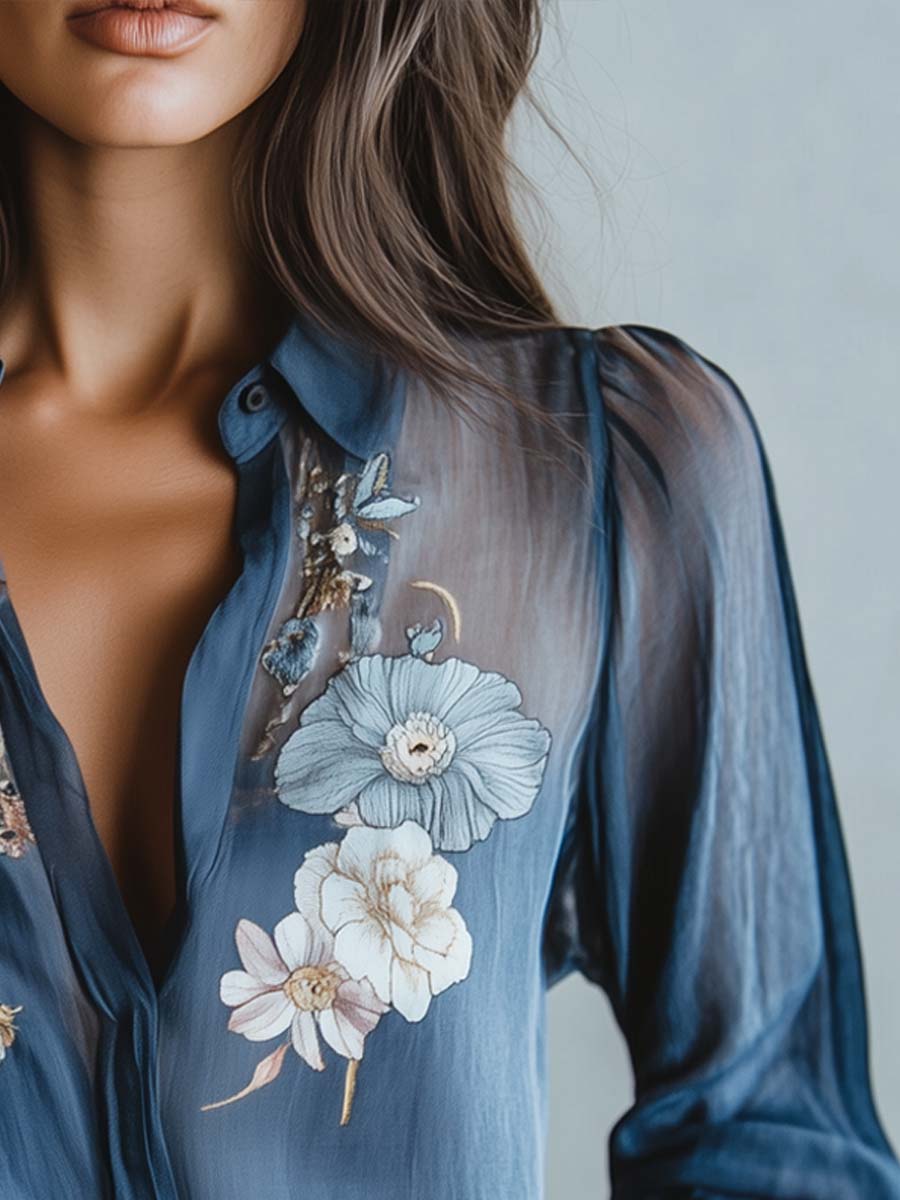 Blouse fleurie femme élégante, adaptable au printemps et à l'été. Style bohème chic, pour un look mode décontracté.