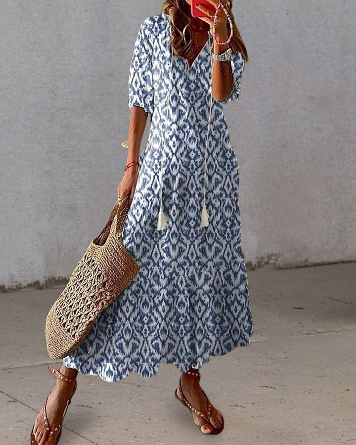 Robe maxi femme décontractée et fluide, style Ibiza pour une mode estivale bohème chic.