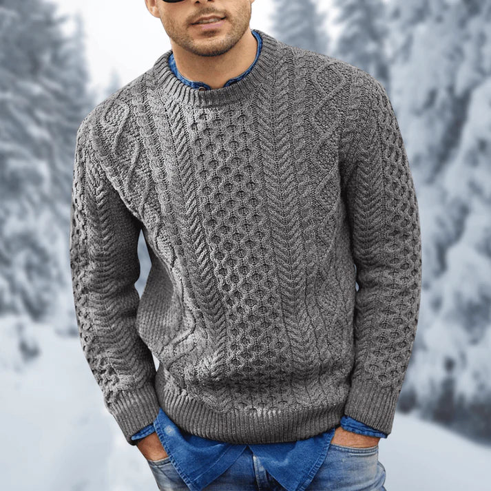 Pull torsadé chaud pour homme, confortable et stylé. Idéal pour un look décontracté élégant durant l'hiver.