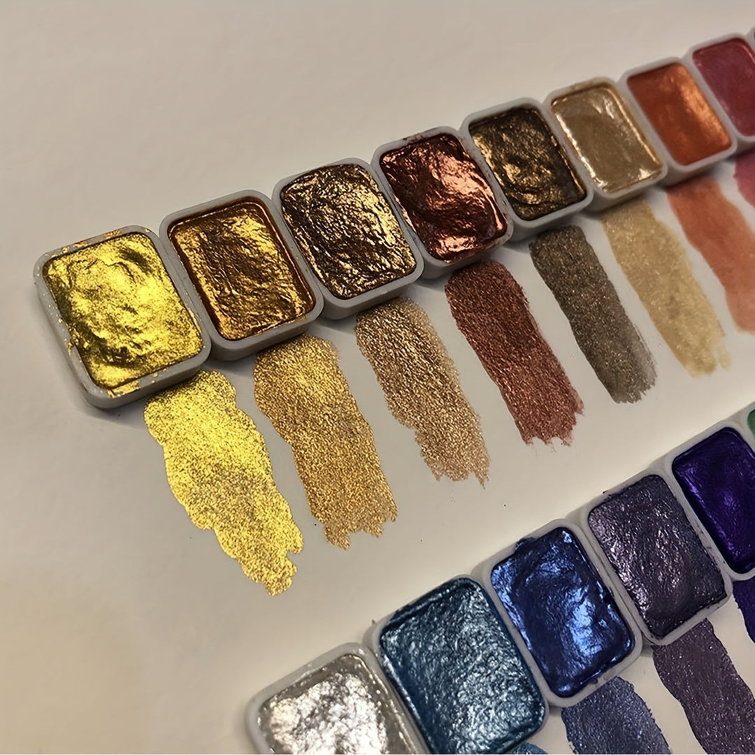 Palette d'aquarelle perle solide 20 teintes, pour artistes. Peinture brillante et traditionnelle.