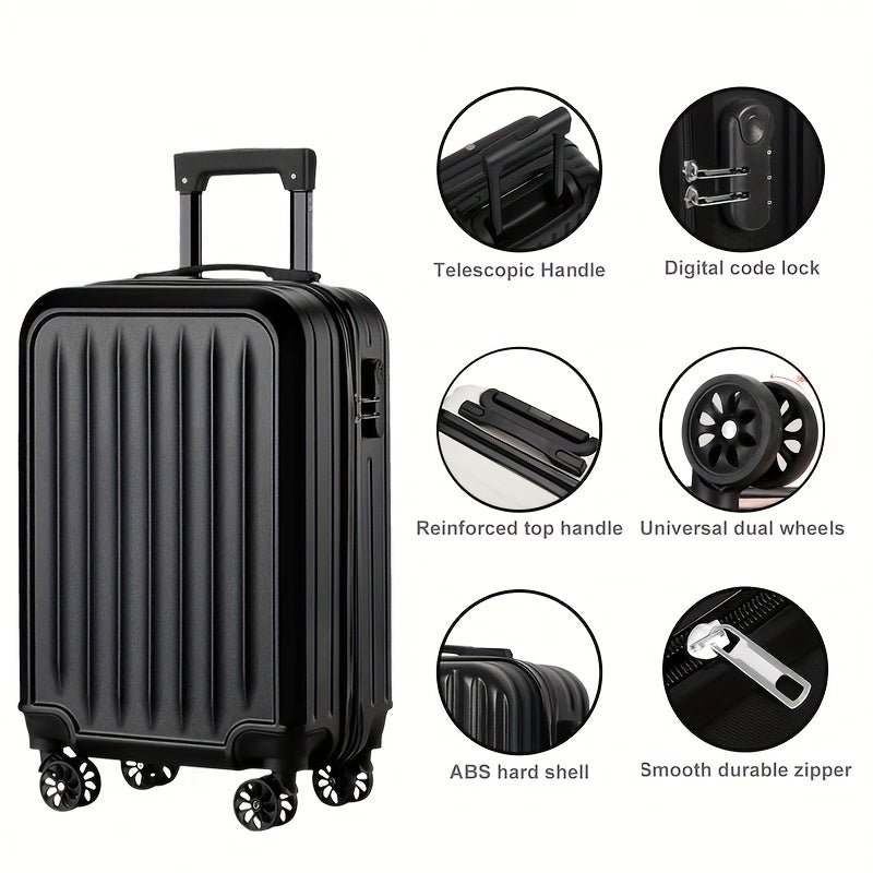 Élégante valise de voyage rigide 4 roulettes, design moderne et coque ABS résistante, parfaite pour la cabine.