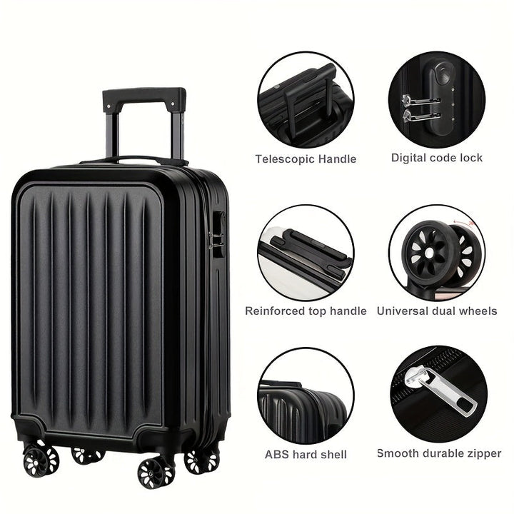 Élégante valise de voyage rigide 4 roulettes, design moderne et coque ABS résistante, parfaite pour la cabine.