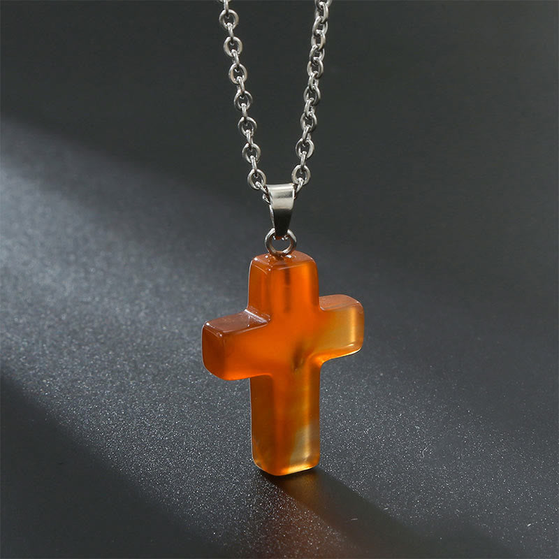 Collier pendentif croix œil de tigre, bijou protection femme, confiance en soi.