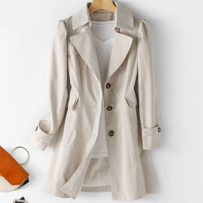 Elegant Lång Trenchcoat Dam - Klassisk Design