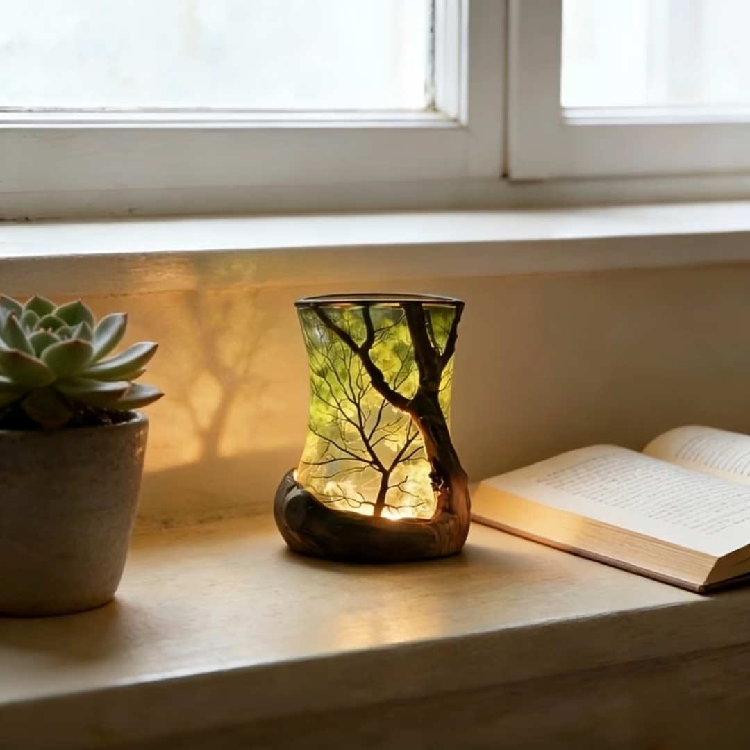 Lampe de table LED design naturel branche d'arbre. Lumière chaude pour une décoration intérieure élégante.