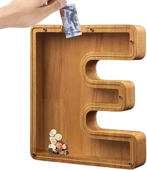 Tirelire alphabet en bois, lettre D. Décoration personnalisée pour chambre d'enfant ou bureau.