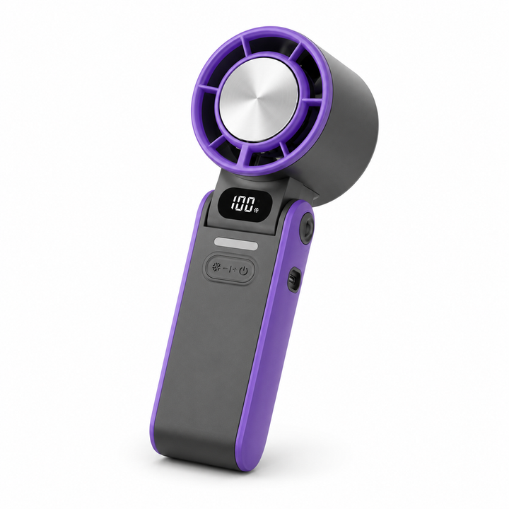 Technologie de refroidissement avancée: ventilateur portable pliable rechargeable USB-C, parfait pour la chaleur d'été.