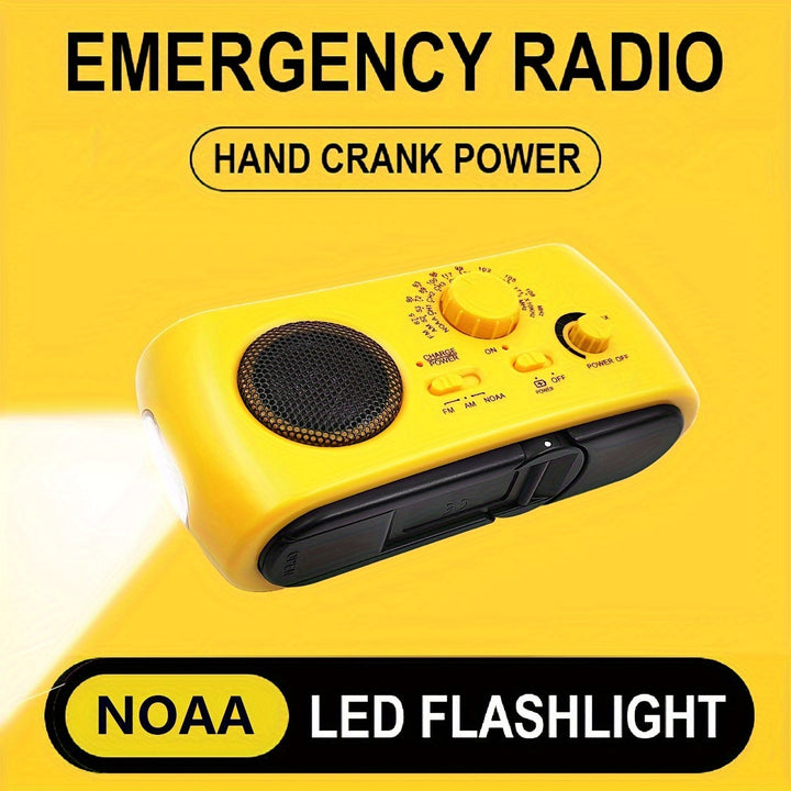 Lampe torche LED lumineuse intégrée à la radio d'urgence portable AM/FM, parfaite pour les coupures de courant.