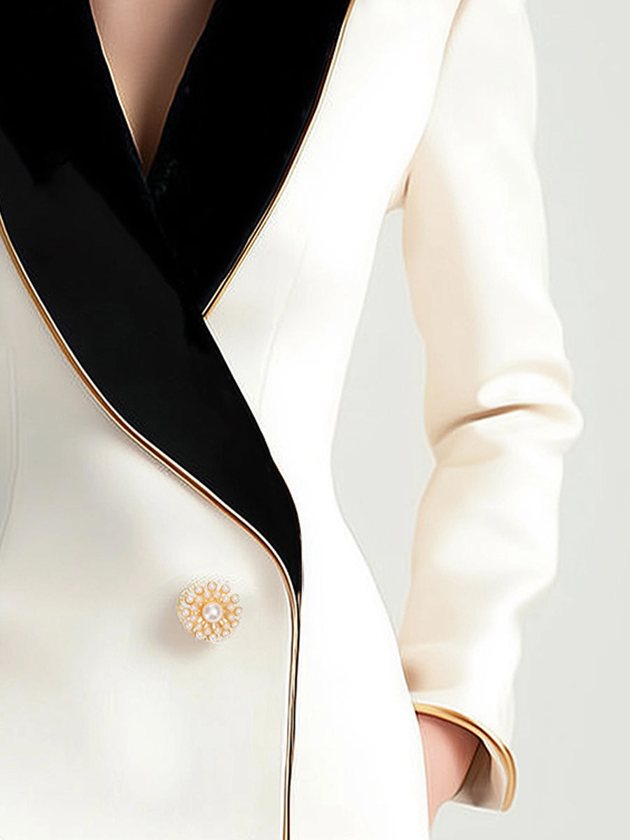 Blazer femme asymétrique. Veste élégante avec col contrasté. Idéal pour un look professionnel ou une soirée chic.