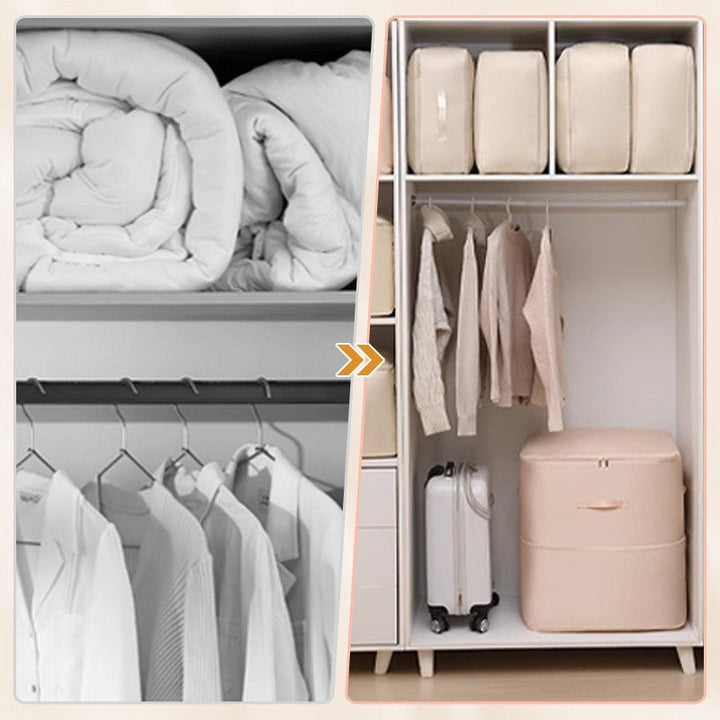 Organisateur textile innovant : sacs de compression déperlants en nylon pour un rangement maison optimisé.
