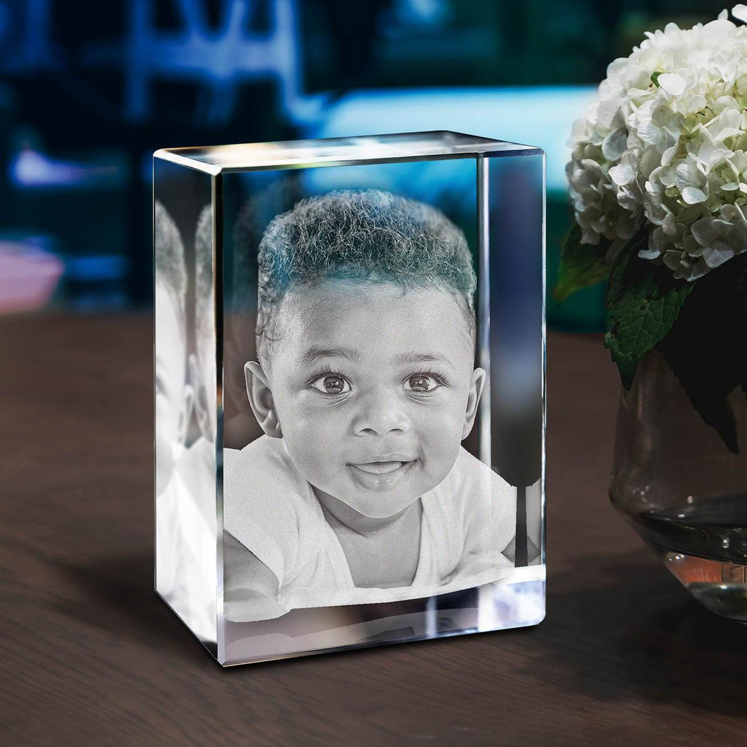 Superbe cristal gravé pour photos, souvenir personnalisé et décoration de maison raffinée.