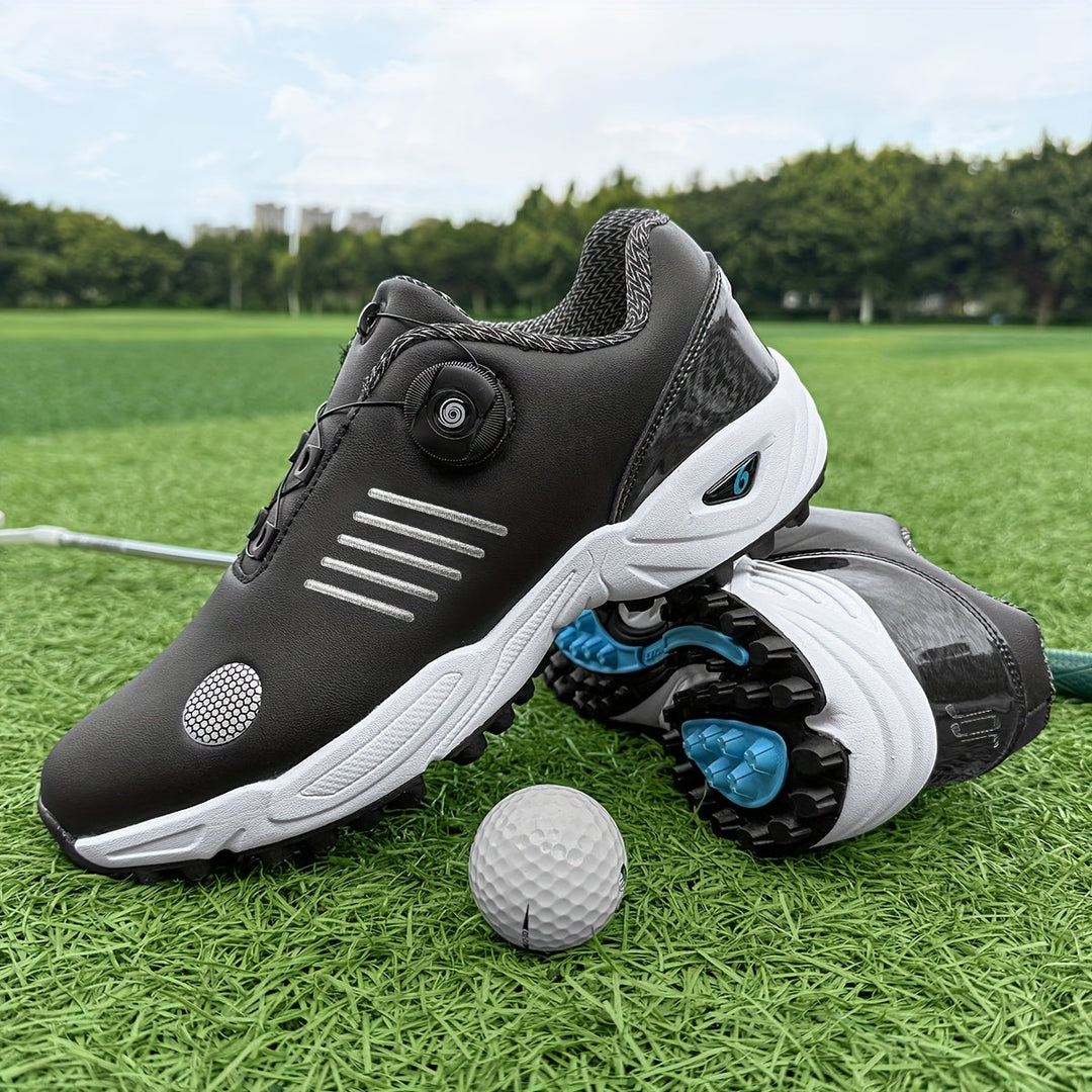 Chaussures de golf élégantes pour hommes, légères, avec système de fermeture rotatif pour une fonctionnalité sportive.