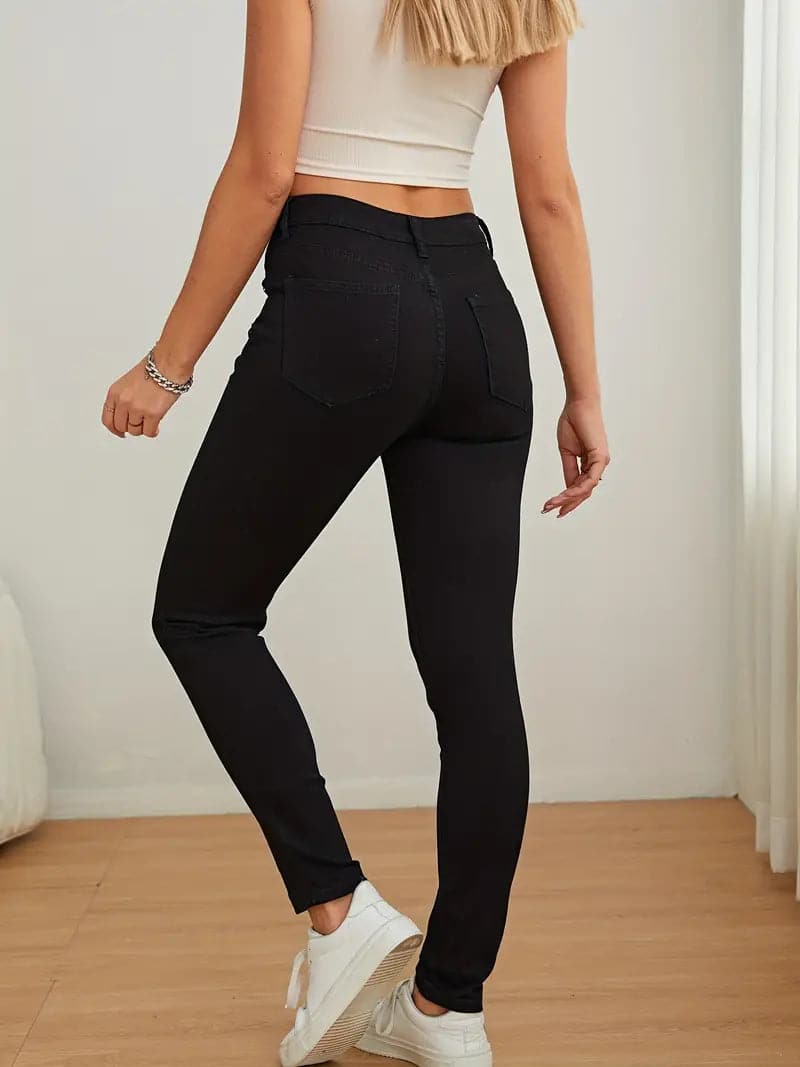 Högmidjade Skinny Jeans - Stretchdenim - Dam