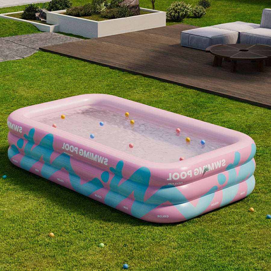Piscine gonflable familiale en PVC ultra-résistant pour jardin, idéale baignade été.