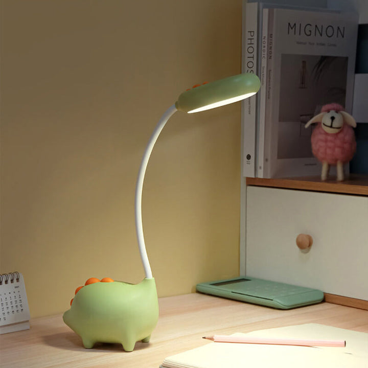 Lampe de bureau LED rose et verte, rechargeable, protection oculaire, idéale pour les bureaux d'enfants.