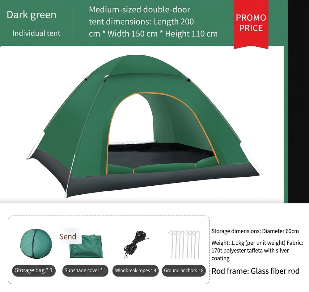 Abri de camping 2 places, léger et compact, avec isolation thermique. Parfait pour l'extérieur & randonnée en toutes saisons.