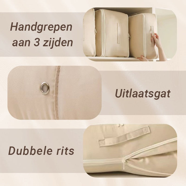 Voyage et déménagement facilités avec nos sacs de rangement sous vide. Compactez vêtements et linge.