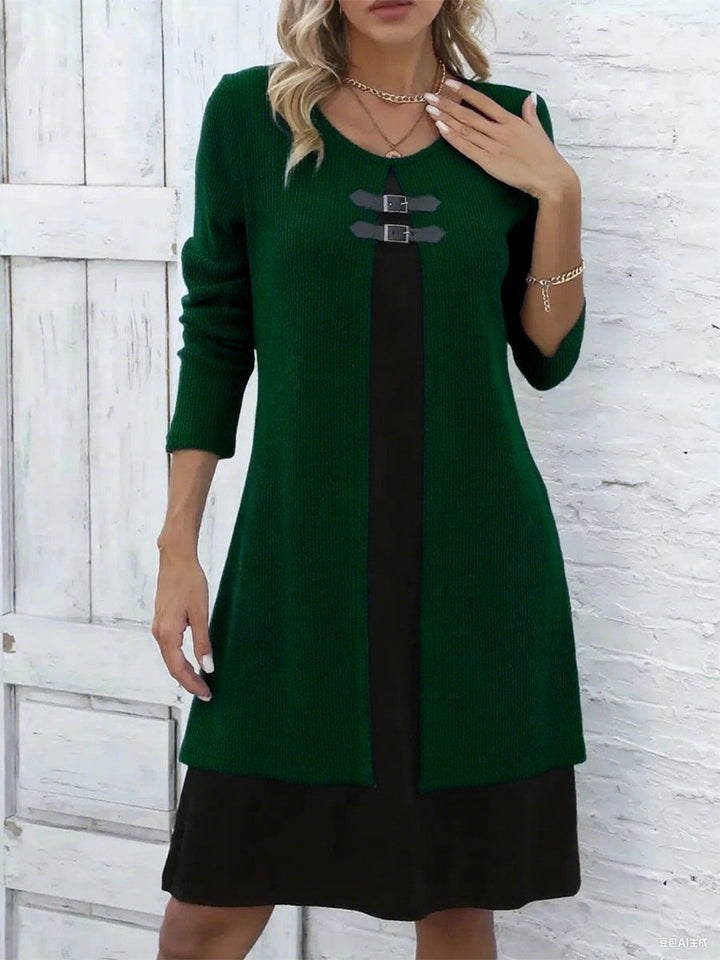 Robe mi-longue femme avec coupe A flatteuse et coton extensible pour un confort élégant, style polyvalent.