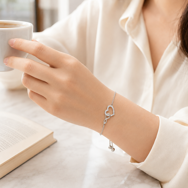 Magnifique ensemble collier et bracelet cœur zircone, cadeau d'amour pour femme.