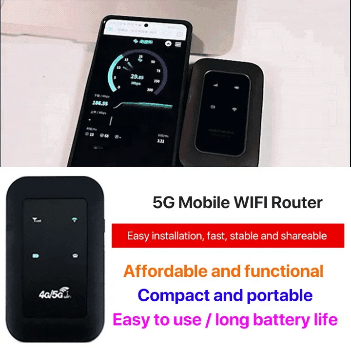 Routeur 5G portable pour internet haut débit et fiable, idéal pour le travail ou le divertissement en déplacement.