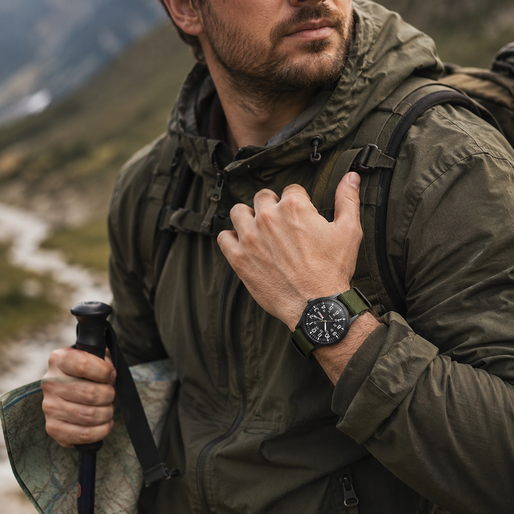 Montre homme pour la randonnée, le camping, la natation ou d'autres sports extrêmes.