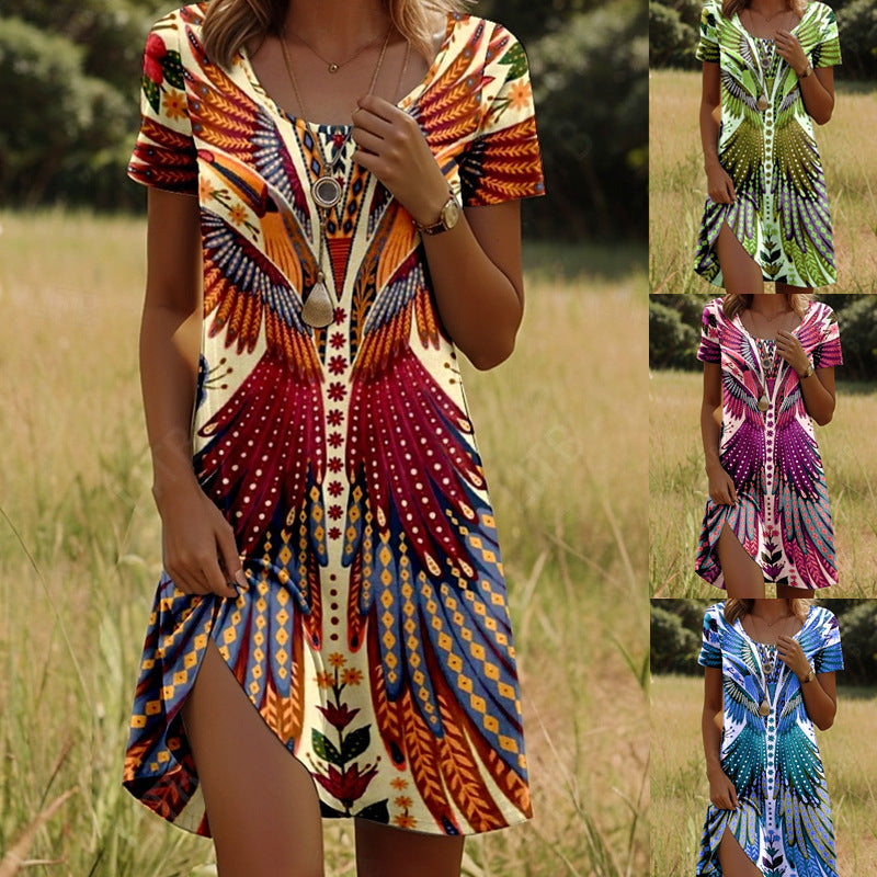 Robe florale bohème femme, élégante, légère et décontractée. Idéale pour l'été, les vacances et un style féminin chic.
