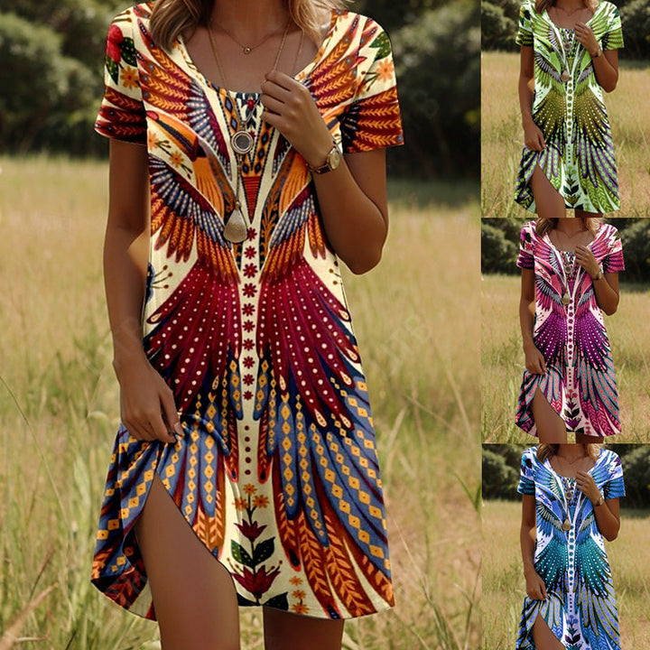 Robe florale bohème femme, élégante, légère et décontractée. Idéale pour l'été, les vacances et un style féminin chic.