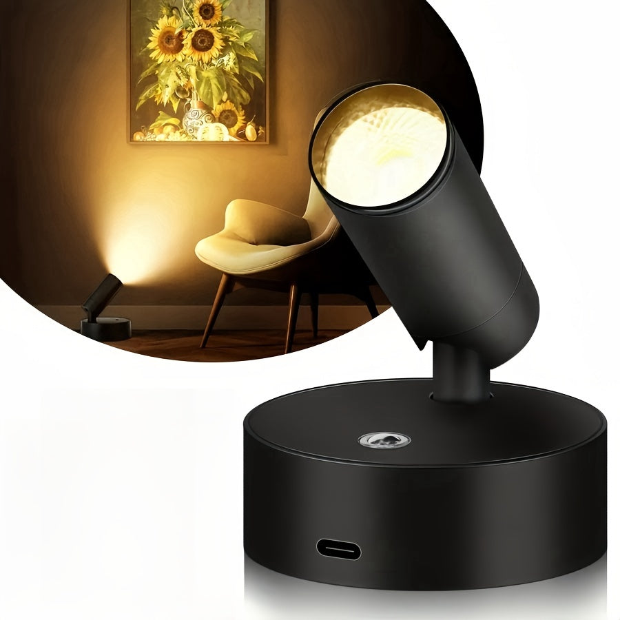 Lampe spot LED rechargeable sans fil pour accentuer décoration intérieure moderne et élégante.