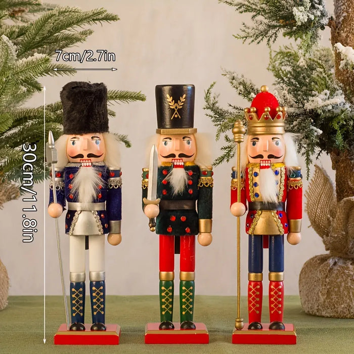 Ornement traditionnel de Noël, soldat casse-noisette en bois, parfait pour l'esprit des fêtes.