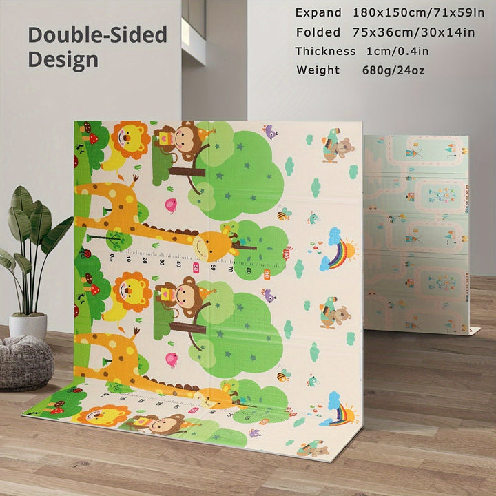 Tapis d'éveil grand format pour enfant et bébé. Scènes d'animaux et nature pour jeu éducatif et développement moteur.