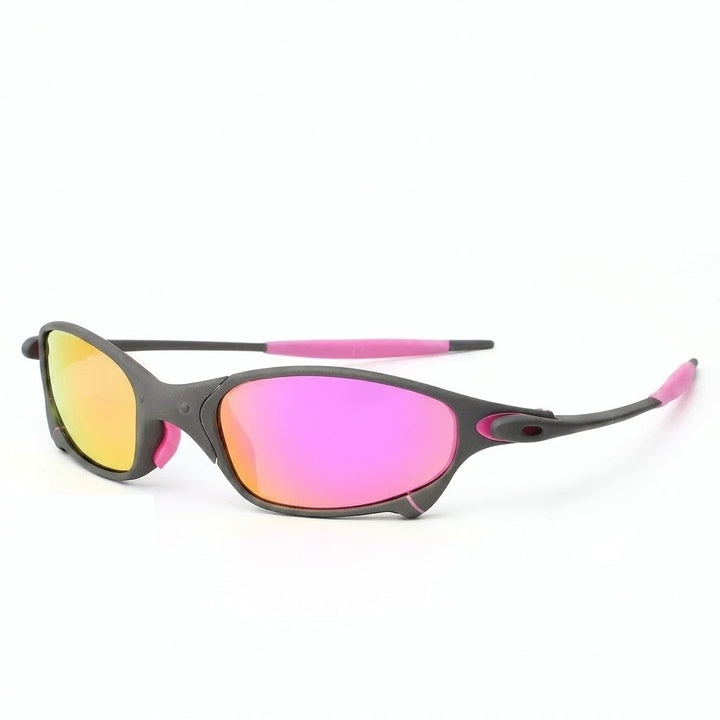 Paire de lunettes de soleil polarisées rouges pour homme/femme, monture métallique. Parfaites pour sports nautiques et plage.