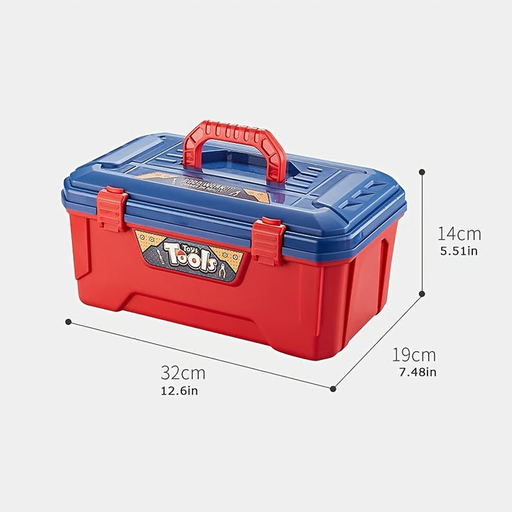 Set d'outils jouet 48 pièces pour enfant : perceuse électrique, casque, marteau, tournevis et scie.