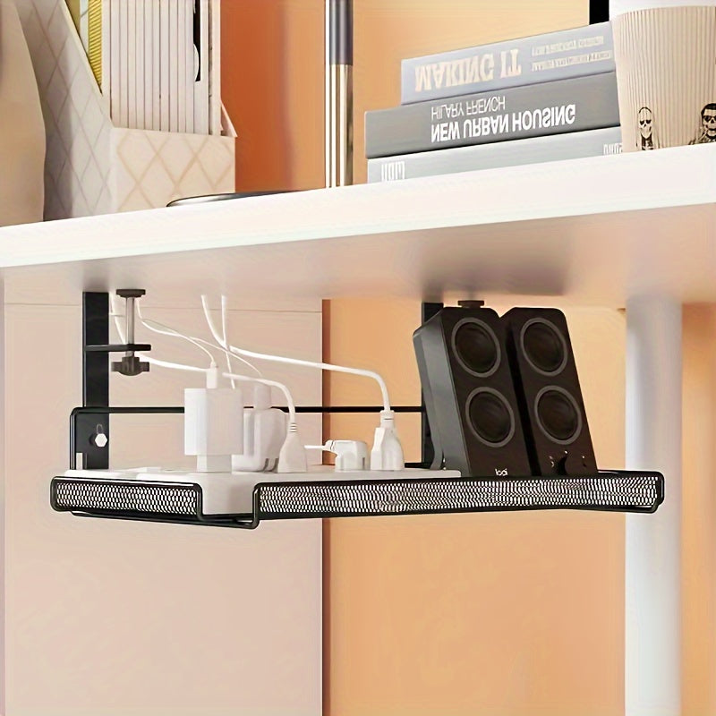 Rangement de bureau en métal noir robuste, design minimaliste, accessoire essentiel pour home office moderne.