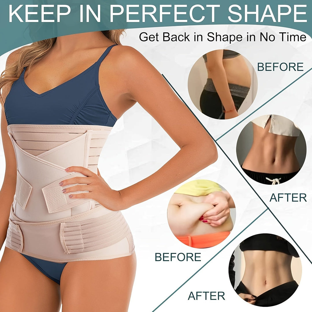 Aide à la récupération post-partum: ceinture abdominale 3-en-1 ajustable, soutien confortable et efficace pour femmes.