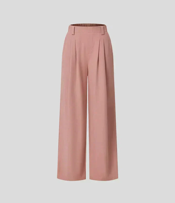 Pantalon large noir fluide pour femme, taille haute, confortable et élégant, parfait pour tenue chic ou décontractée.