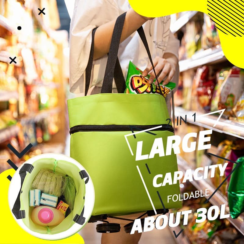 Sac de shopping polyvalent se transformant en chariot à roulettes. Idéal pour marché.