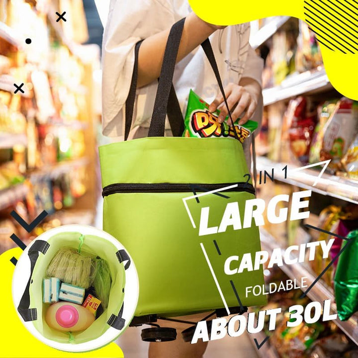Sac de shopping polyvalent se transformant en chariot à roulettes. Idéal pour marché.