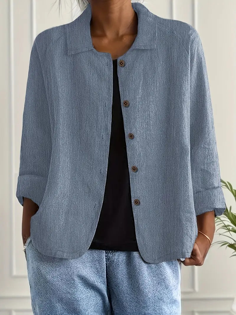 Chemisier blanc Sofia léger pour femme, style classique et élégant, idéal printemps.