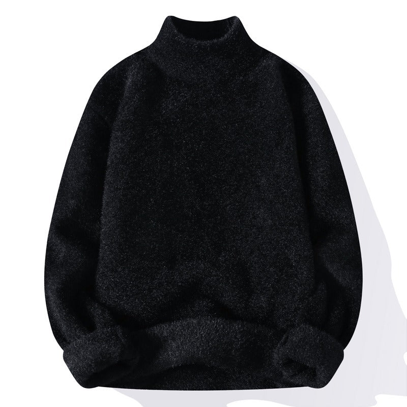 Pull homme élégant col rond, semi-transparent. Vêtement polyvalent mode masculine automne-hiver, look décontracté.