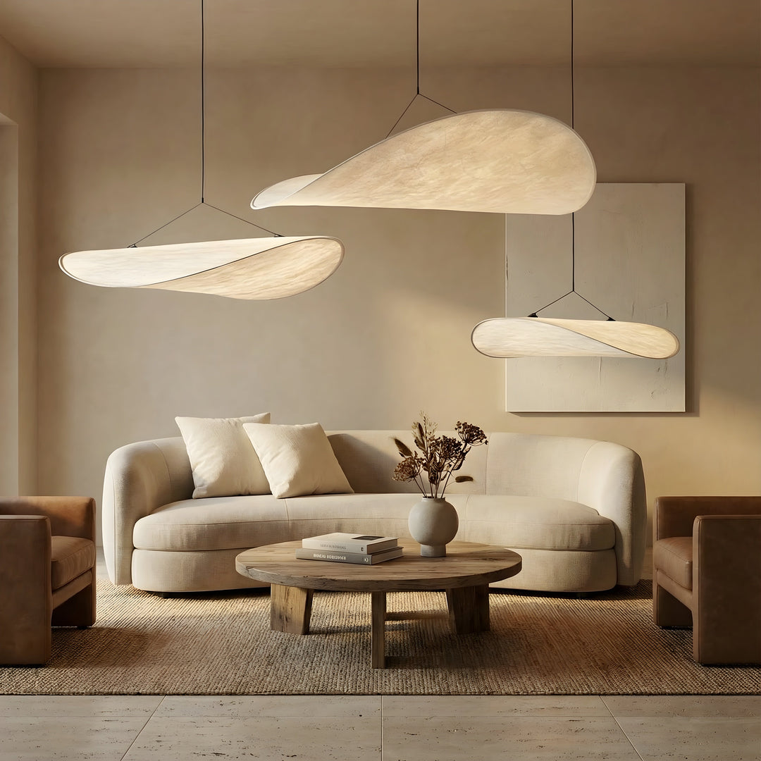 Lampe plafond minimaliste LED, abat-jour DuPont pour une lumière douce. Parfaite en décoration moderne de chambre.