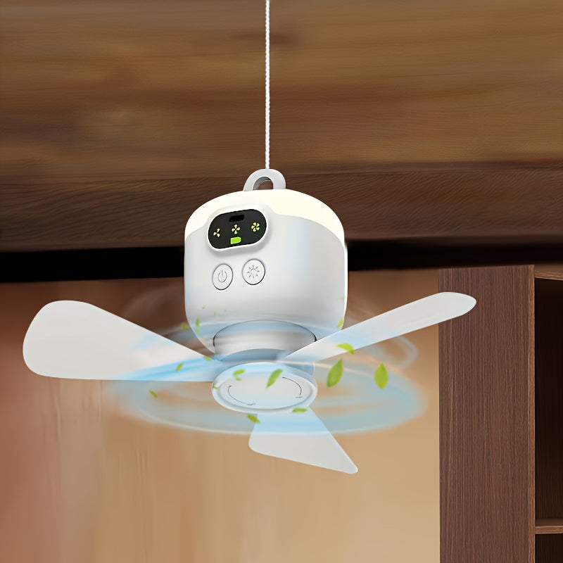 Ventilateur portable rechargeable par USB, parfait pour le camping, l'extérieur et activités estivales.