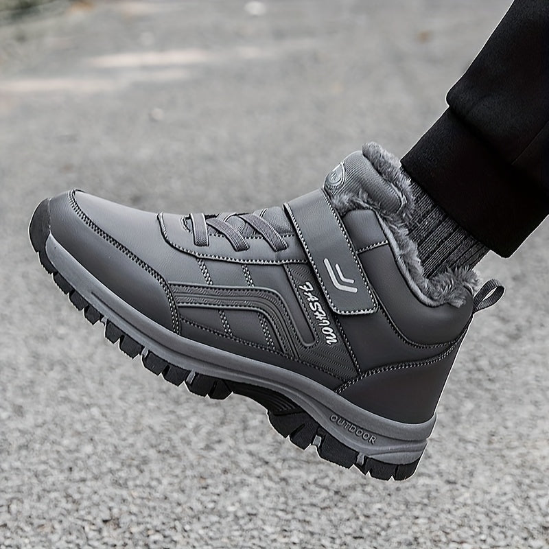 Bottes mi-montantes homme, disponibles en noir et gris. Confort supérieur et chaleur pour l'hiver.