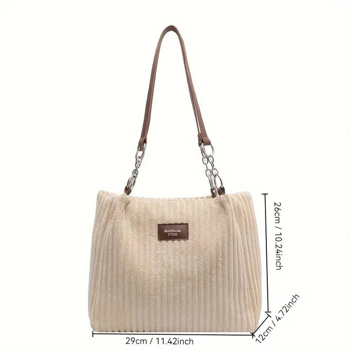 Magnifique sac shopper femme en velours côtelé, élégant et spacieux, un indispensable mode.