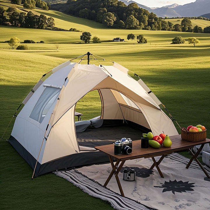 Tente de camping automatique pour 3-4 personnes. Montage rapide en plein air pour vos aventures.