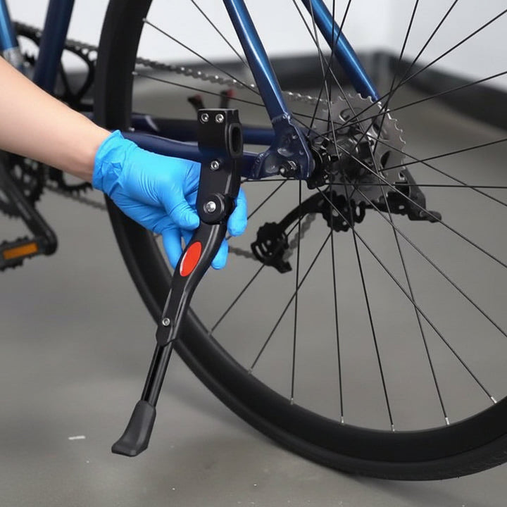 Support de stationnement vélo arrière réglable, léger, pour VTT et vélos de route. Fixation facile, noir.