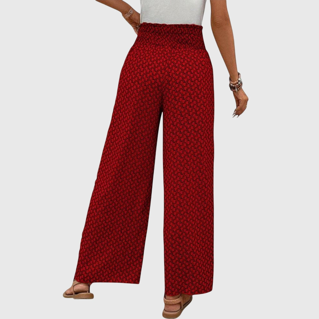 Pantalon palazzo femme élégant et fluide, taille haute. Idéal pour un style décontracté chic.