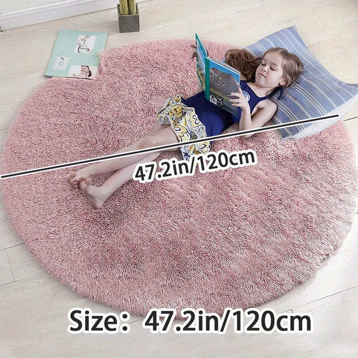 Tapis fluffy rond Clouda blanc cassé pour chambre d'enfant, antidérapant et lavable.