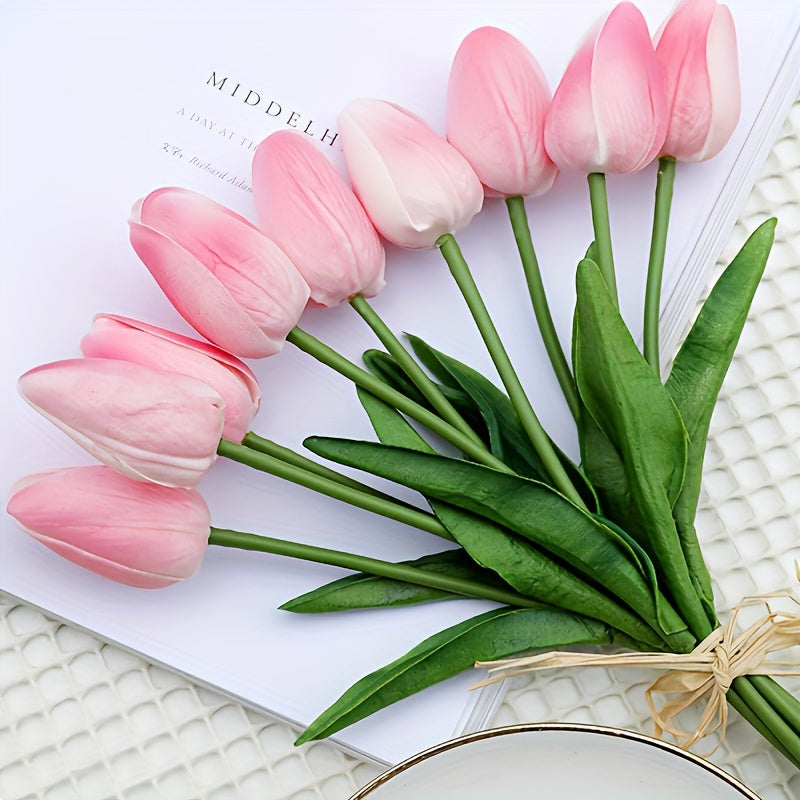 Belles tulipes artificielles pour mariage, disponibles en orange, blanc, rose, idéales pour bouquet floral.